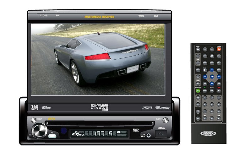 Jensen UV10 7" Motorized Single DIN DVD,CD,MP3,WMA TFT LCD Touchscreen